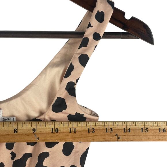 Princess Polly Womens Tamikah Bodysuit US 2 Tan Animal Print Sleeveless Lined - Picture 5 of 8